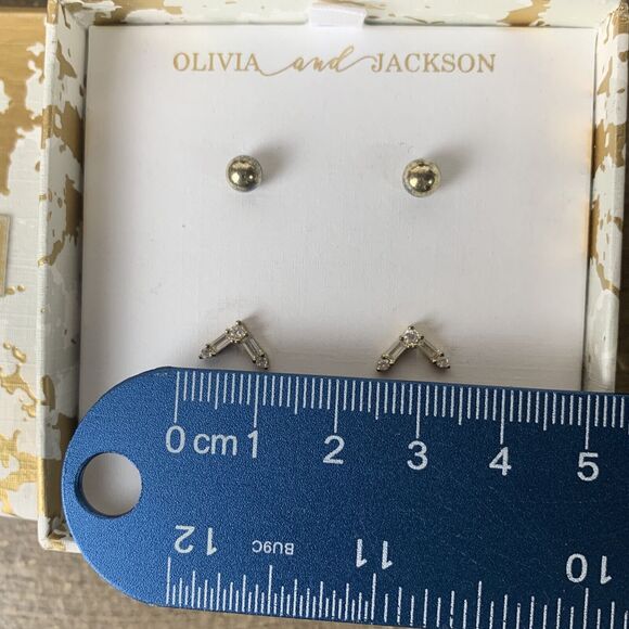 Olivia and Jackson Sterling Silver 2 Pairs Pierced Earring Set - New In Box - Picture 5 of 6